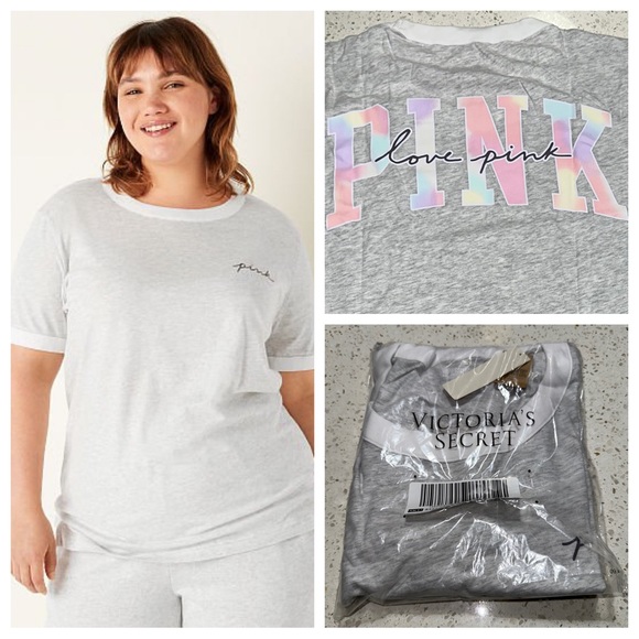 T-shirt Victoria's Secret PINK Campus Love - Col Rond, Manches Courtes, Neuf Avec étiquette